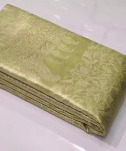 Gold Kanjivaram Handloom Floral Tissue Brocade Silk Saree
