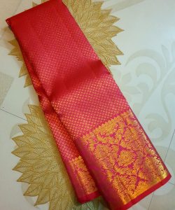 Rani Pink Kanjivaram Handloom 2 Gram Gold Zari Silk Saree