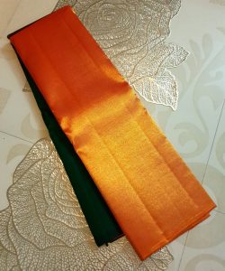Dual Tone Gold Kanchipuram Handloom Korvai Half-n-Half Silk Saree