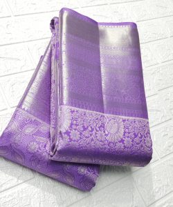 Lavender Kanjivaram Handloom Tissue Brocade Silk Saree
