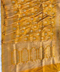 Silk Mark Certified Mango Banarasi Handloom Pure Khaddi Katan Silk Handmade Cutwork Gold Zari Saree