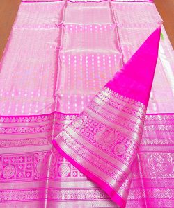 Pink Venkatagiri Handloom Pattu Silk Lehanga Choli Set