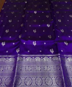 Dual Tone Blue Venkatagiri Handloom Pattu Silk Saree