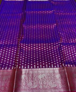 Purple and Fuchsia Venkatagiri Handloom Pattu Silk Saree
