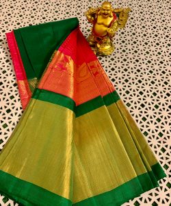 Silk Mark Certified Gadwal Pure Handloom Pure Kuppadam Pattu Silk Sarees with Kanchi Contrast Borders