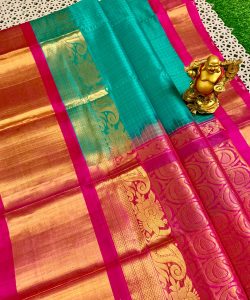 Silk Mark Certified Gadwal Pure Handloom Pure Kuppadam Pattu Silk Sarees with Kanchi Contrast Borders