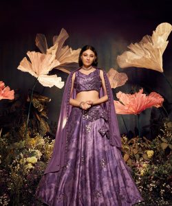 Purple Exclusive Designer Collection Velvet Embroidered Lehenga Choli Sets