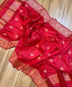 Silk Mark Certified Banarasi Pure Handloom Pure Katan Silk Dupattas/Stoles with Gold Zari Meenakari