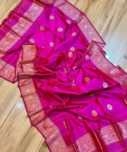 Silk Mark Certified Banarasi Pure Handloom Pure Katan Silk Dupattas/Stoles with Gold Zari Meenakari