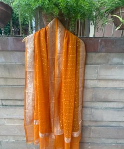 Silk Mark Certified Banarasi Pure Handloom Pure Chiffon Silk Gold Zari Dupattas